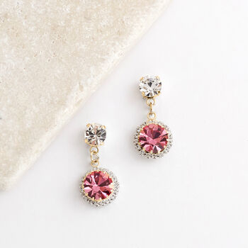 Pink Swarovski Crystal Snow Drop Earrings, 4 of 6