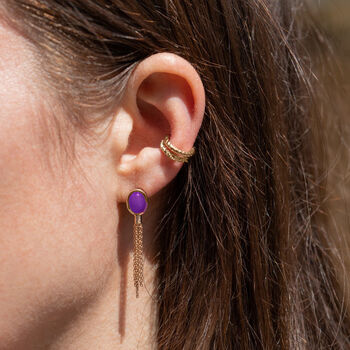 18ct Gold Vermeil Genuine Purple Amethyst Earrings, 2 of 4