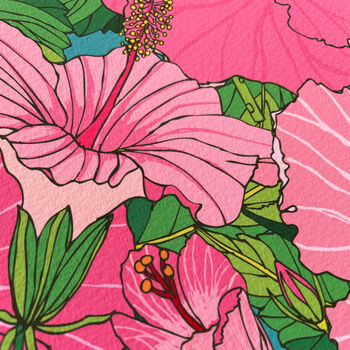 Tropical Hibiscus Flower Print In Pinks, 7 of 10