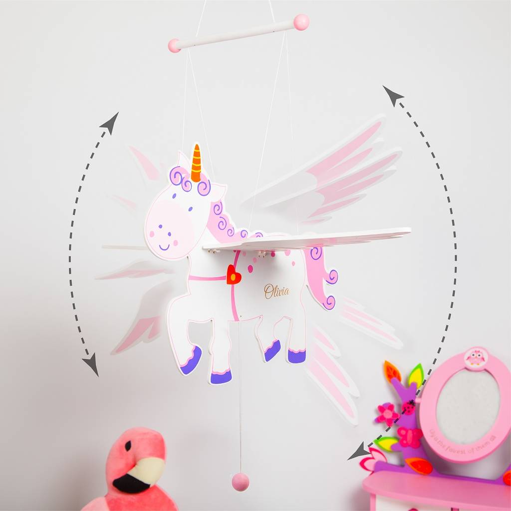 Personalised Flying Unicorn Toy Mobile By British and Bespoke