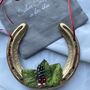 Personalised Gold Horseshoe Xmas Hanging Decoration, thumbnail 3 of 4