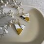Mustard Yellow Ceramic Earrings Gold Plated, thumbnail 7 of 8