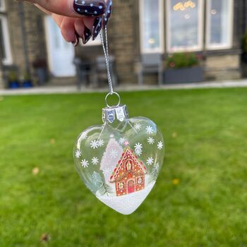 Christmas Gingerbread House Glass Bauble, 3 of 3