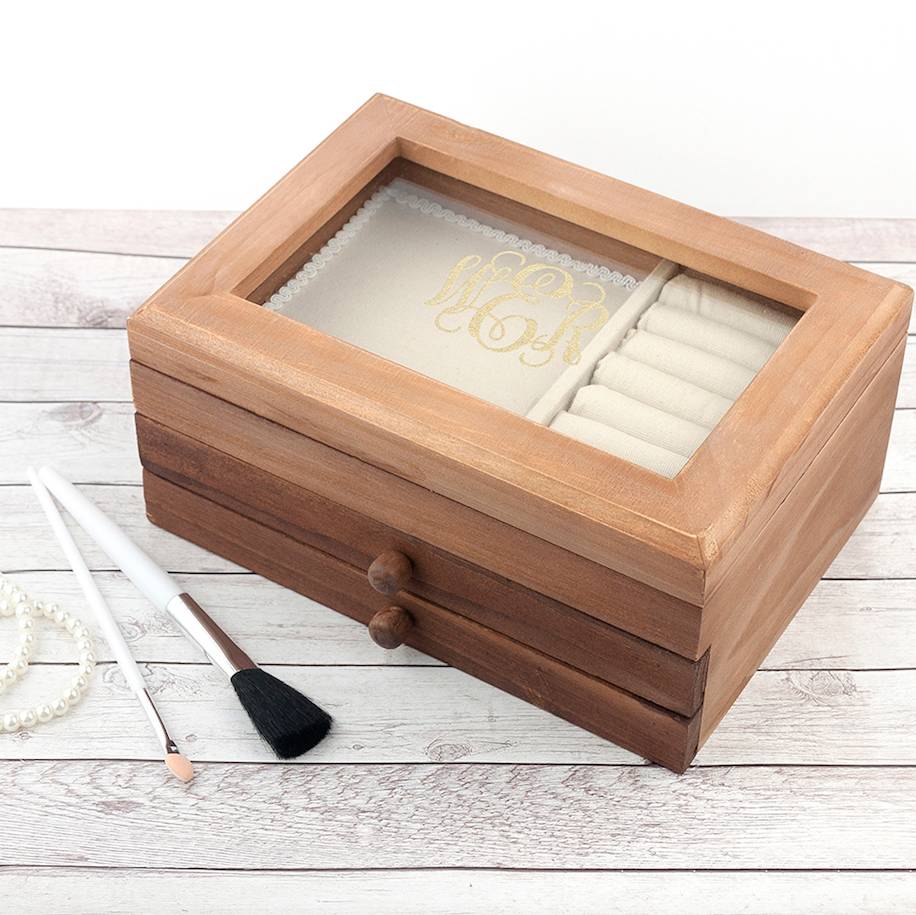 Monogrammed Wooden Jewellery Box By The Letteroom