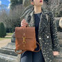 Handcrafted Small Caramel Brown Backpack, thumbnail 5 of 8