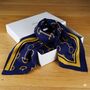 Equestrian Snaffle Bit Print Scarf | Navy Blue And Yellow, thumbnail 9 of 10