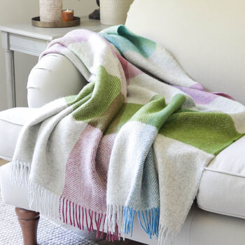 Colourful And Grey Block Check Wool Throw, 3 of 4