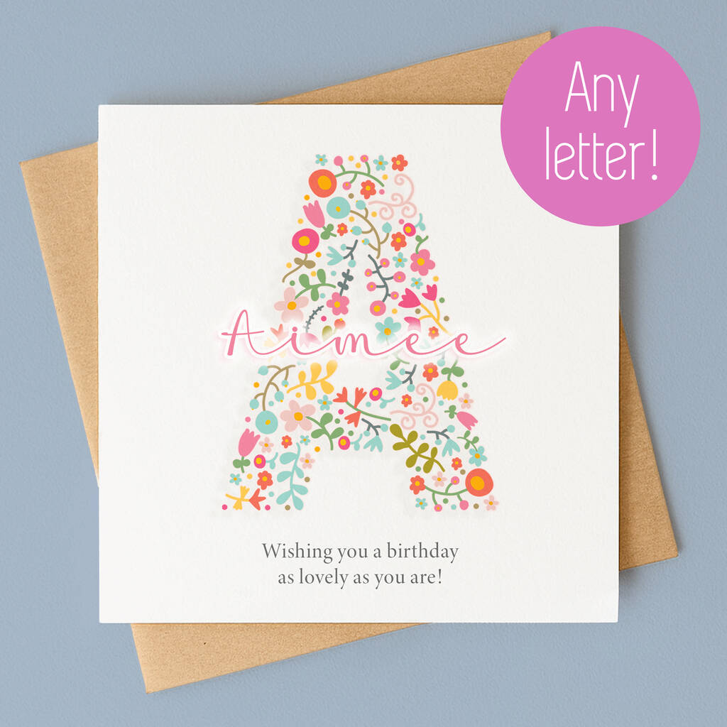 Personalised Birthday Initial Card – Any Letter, 1 of 8