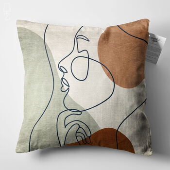 Brown Abstract Face Pattern Cushion Cover, 5 of 7