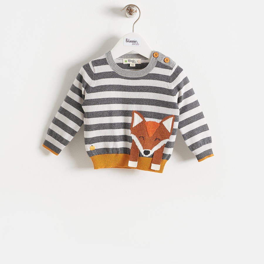 Lorek Striped Fox Knitted Kids Jumper By The bonnie mob ...