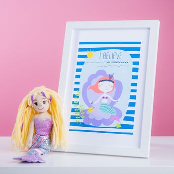 I Believe In Mermaids Bedroom Wall Art Nursery Print, 2 of 6