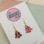 Pink And Gold Christmas Tree Glitter Resin Earrings / Pink Christmas Jewellery / Christmas Gift / Bold Sparkly Pink Holiday Accessory, thumbnail 9 of 12