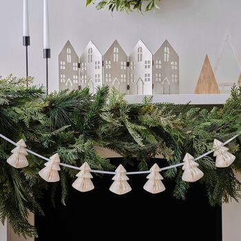 White Honeycomb Paper Christmas Tree Garland 2m, 3 of 3