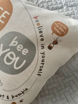 Personalised 'Bee You' Children's Affirmation Cushion, 6 of 7