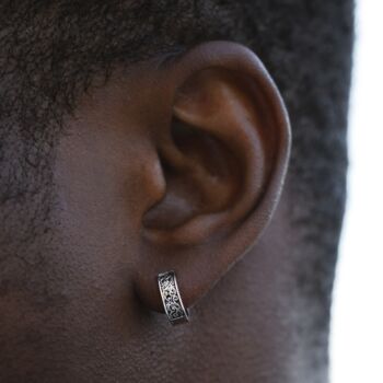 Mens Hoop Earring Steel Vintage Huggie Earring, 2 of 8