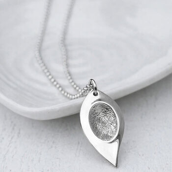 Silver Fingerprint Leaf Personalised Necklace, 5 of 5
