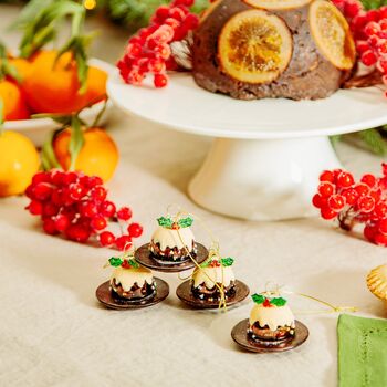 Set Of Two Christmas Pudding Shaped Bauble, 4 of 5