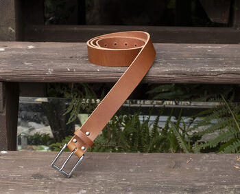 Handmade Tan Leather Belt Men's English Leather 35mm Wide, 2 of 10