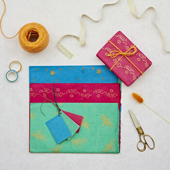 Fair Trade Lokta Paper Three Sheet Gift Wrap Packs, 4 of 9