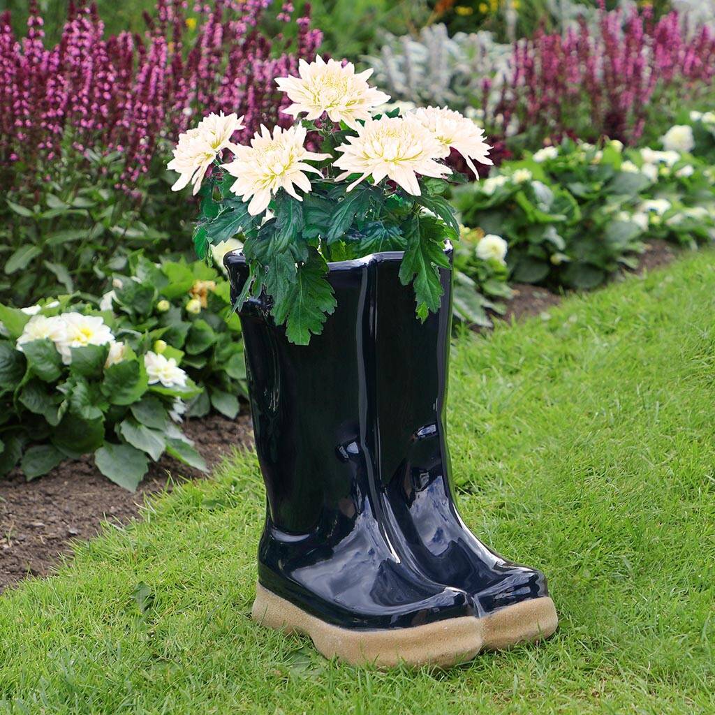 Personalised Blue Welly Boot Planter By Dibor