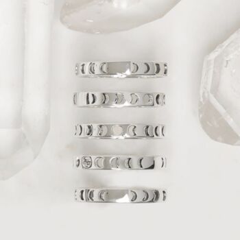 Sterling Silver Moon Phases Ring, 2 of 7