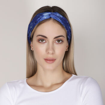 Abstract Blue Mulberry Silk Headband, 2 of 5