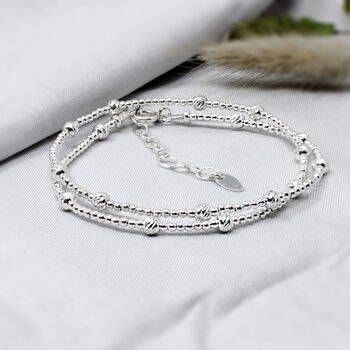 Sterling Silver Beaded Satellite Wrap Bracelet, 4 of 4