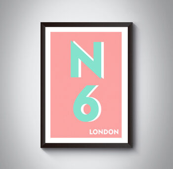 N6 Camden, Harringay London Postcode Print, 9 of 10