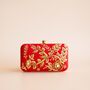 Anika – Red Silk Embroidered Clutch, thumbnail 2 of 4