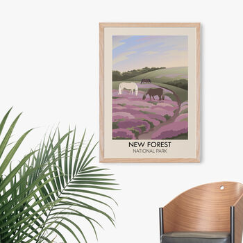 New Forest National Park Travel Poster Art Print, 5 of 8