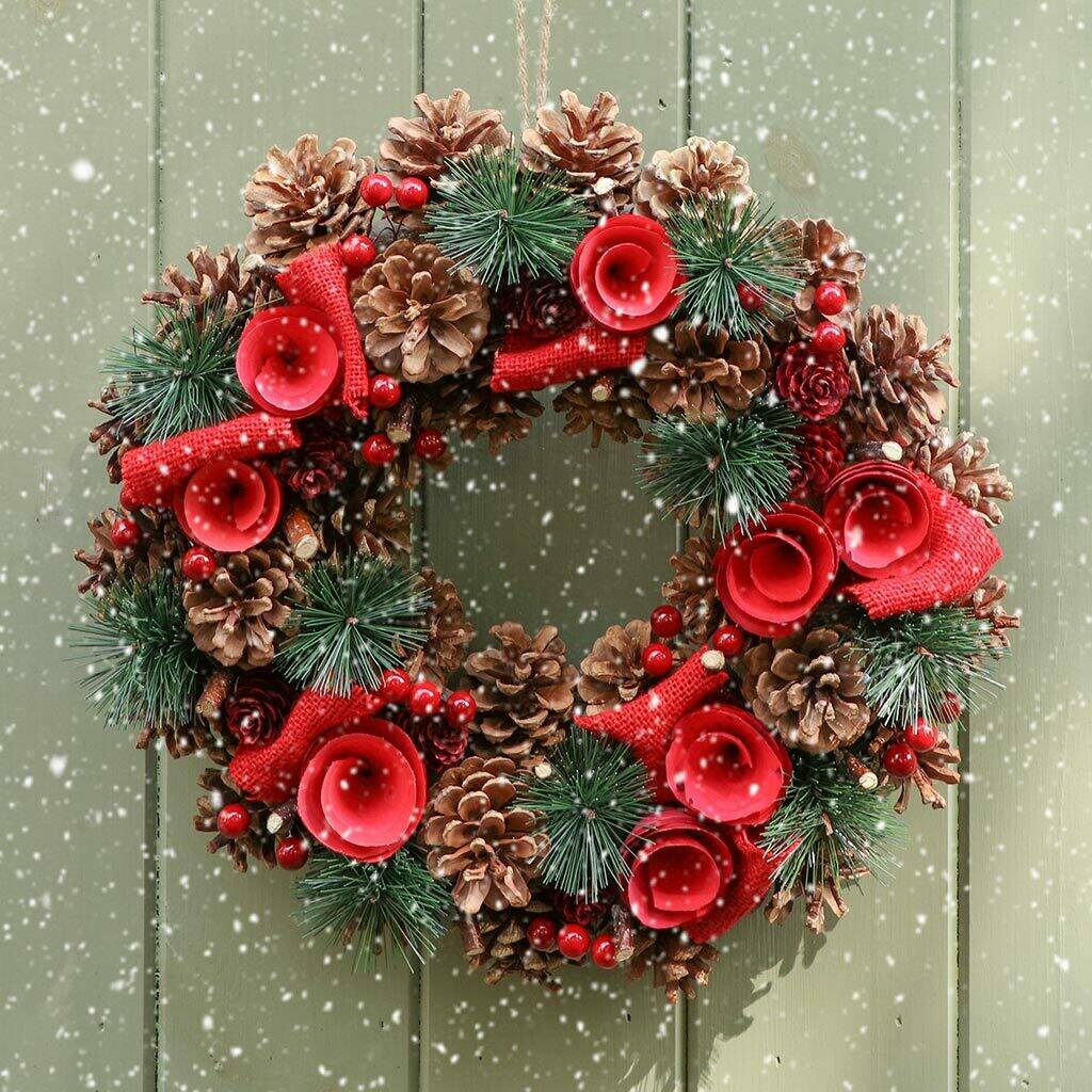 personalised red rose christmas wreath by dibor