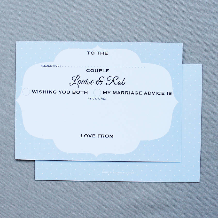 50 Personalised Wedding Advice Cards Frame Design By Dimitria Jordan 50 Personalised Wedding Advice Cards Frame Design