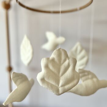 Linen Bird And Leaf Mobile Nursery Decor, 4 of 9