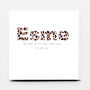 New Baby Girl Leopard Print Personalised Card, thumbnail 1 of 2