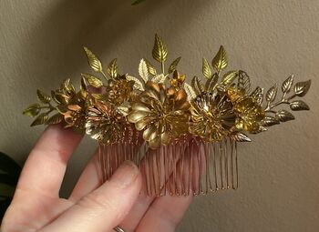 The Flora Veil Comb Leaf Flower Dramatic Hair Accessory Bridal, 4 of 8