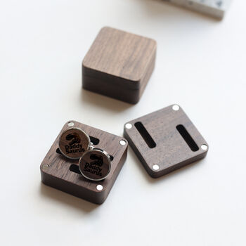 Engraved Men's Hobby Cufflinks In Wood Gift Box, 5 of 9
