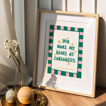 You Make My Heart Do Cartwheels Personalised Valentine’s Print, 3 of 6