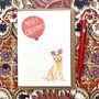 Golden Retriever Christmas Card Reindog Design, thumbnail 1 of 2