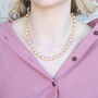 Golden Oval Shape Classic Diana Wedding Pearl Necklace And Earring Set, thumbnail 1 of 8