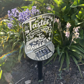 BBQ Grill Sign Colour Changing Solar Garden Light, 3 of 6