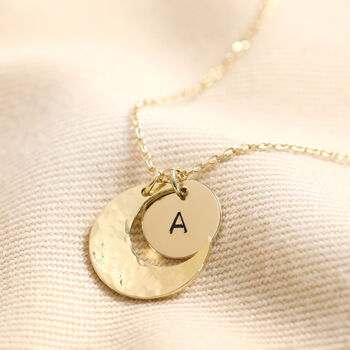 Personalised Crescent Moon Disc Pendant Necklace, 3 of 6