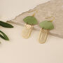 Jade Brass Art Deco Acrylic Gold Plated Fan Drop Earrings, thumbnail 2 of 3
