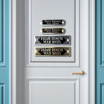 Remove Your Shoes Metal Door Sign Art Deco Or Modern, 5 of 5