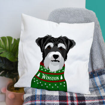 Dog Breed Christmas Jumper Cushion Cover Personalised, 10 of 12