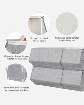 Four Piece Storage Boxes With Lids Stackable, 7 of 9