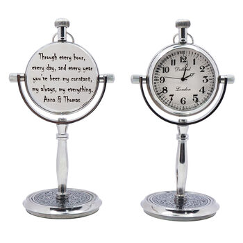 Custom Engraved Silver Colour Desk Clock Gift, 9 of 10
