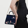 Rosy Posy Embroidered Blue Mini Top Handle Tote, thumbnail 2 of 8