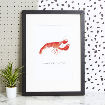 'i wanna hold your hand' lobster art print by blank inside ...