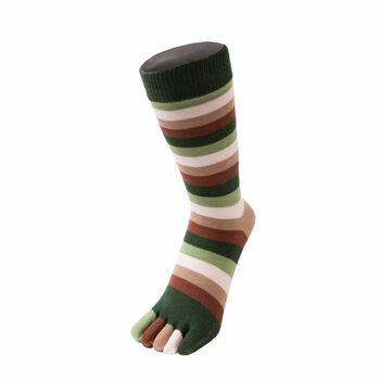 Essential Everyday Mid Calf Stripy Cotton Toe Socks, 6 of 8