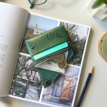 Botanical Green Italian Leather Wallet, 5 of 5